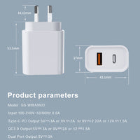 Load image into Gallery viewer, Wall Plug - USB-C &amp; USB-A, PD 20W, 20W PD+ 18W QC