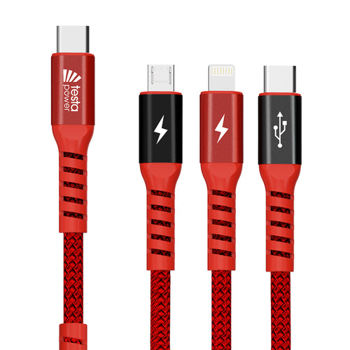 USB-C Universal Lightning, Micro, USB-C, 3AMP fast charge - 1metre